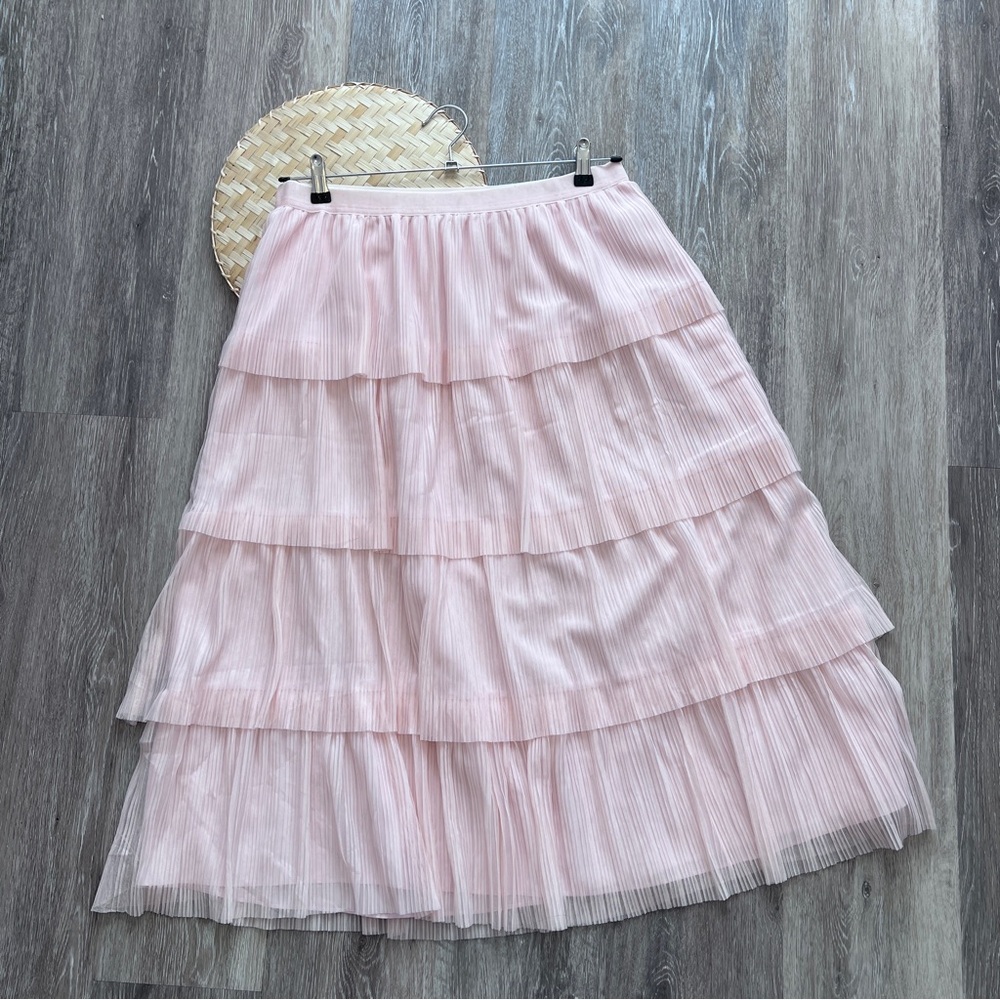 J. Crew Factory Blush Tiered Midi Skirt - Picture 2 of 8